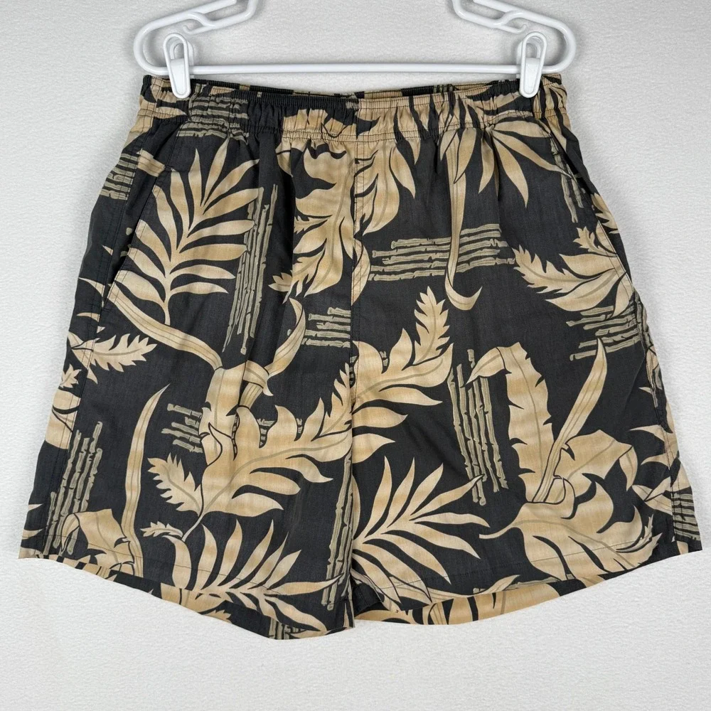 Vtg Reyn Spooner Swim Trunks Mens XL Hawaii Tropical Leaf Bamboo‎ Mesh Lined